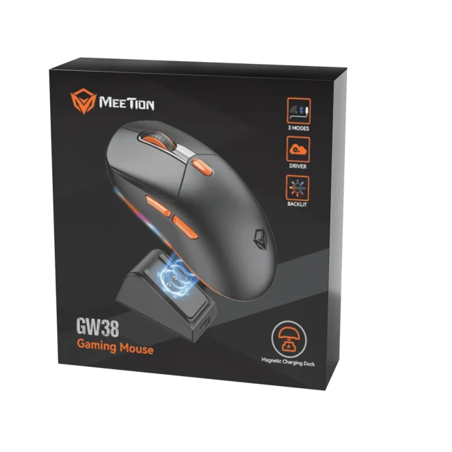 Meetion GW24 Wireless Tri-Mode Mouse (2.4G wireless, Bluetooth, and wired) - Black - Image 7
