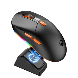 Meetion GW38 Wireless Tri-Mode Mouse with Magnetic Charging Dock (2.4G wireless, Bluetooth, and wired) - Black
