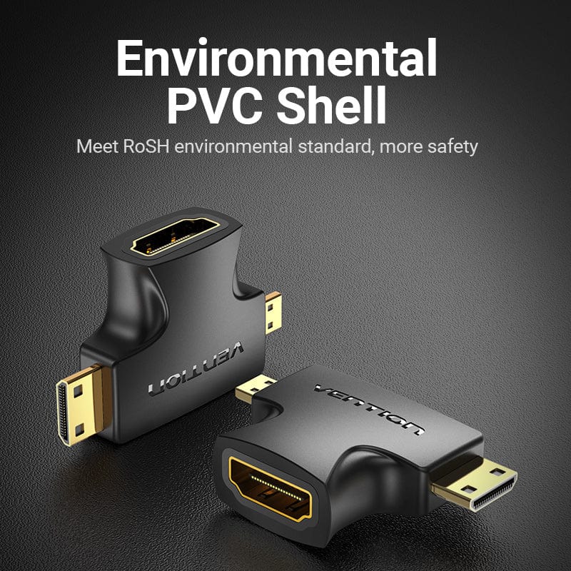 Vention 2 in 1 Mini HDMI and Micro HDMI Male to HDMI Female Adapter Black - Image 2