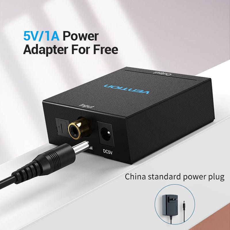 Vention Digital to Analog Audio Converter -  Optical Fiber/Coaxial Digital Audio to TRS 3.5mm/2RCA Audio Converter Black Aluminum Alloy - Image 5