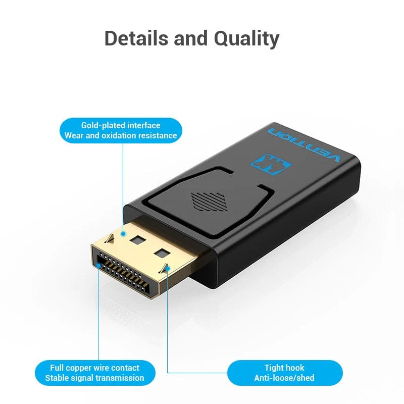 Vention DisplayPort Male to HDMI Female 4K Adapter Black - Image 4