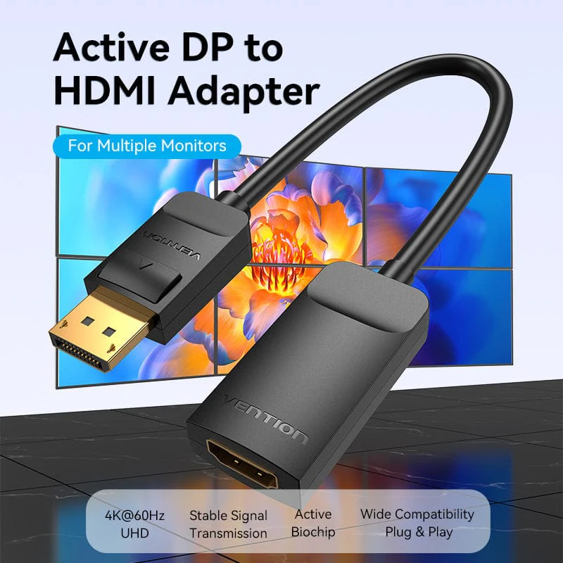 Vention DP to HDMI 4K@60Hz Converter 0.15M Black - Image 2