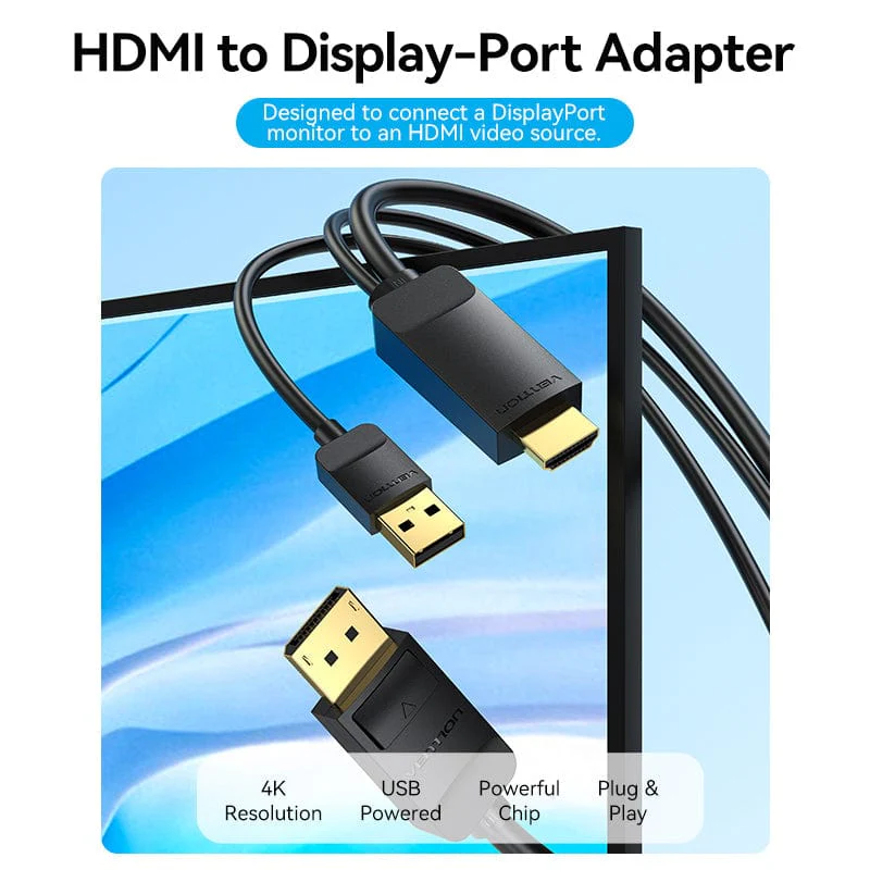 Vention HDMI Male to DP Male HD Cable Black - Image 2
