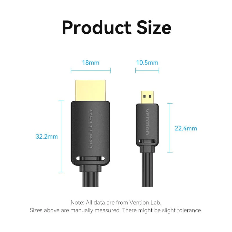 Vention Micro HDMI to HDMI Cable 4K 60Hz HD Cable - Image 7