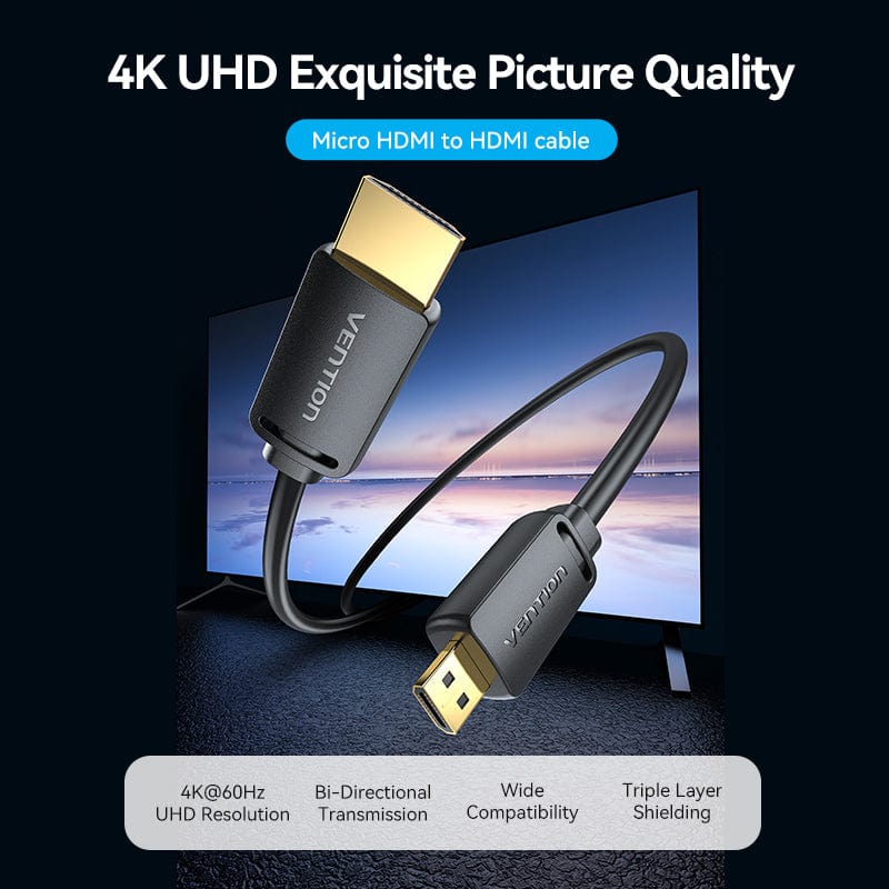 Vention Micro HDMI to HDMI Cable 4K 60Hz HD Cable - Image 2