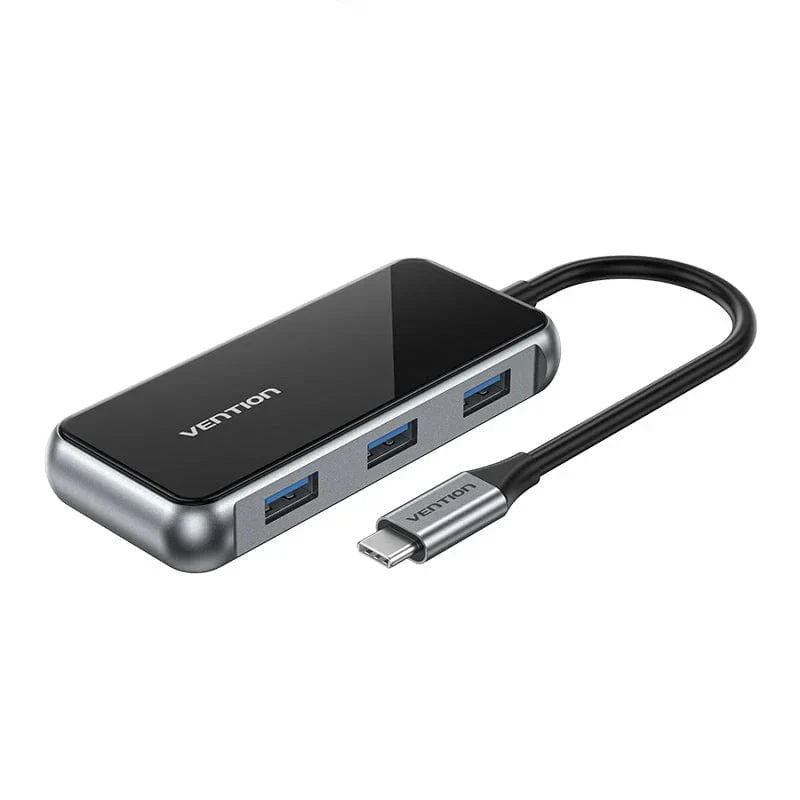 Vention USB-C to HDMI / VGA/ USB 3.0x3/PD Docking Station 0.15M Gray Mirrored Surface